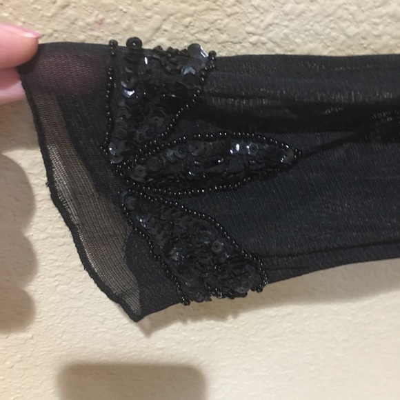 Handmade black soirée blouse from Egypt - Picture 4 of 8